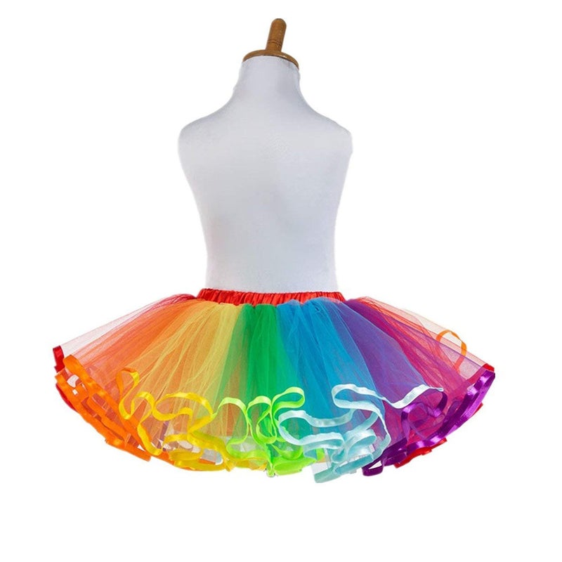 ChicWind Womens Rainbow Plus Size Puffy Tutu Layered Tulle Petticoat Skirt for Party - Image 3
